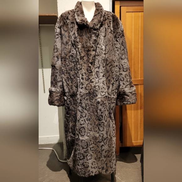Vintage women's Carole Little leopard  print fur coat size L - Picture 1 of 10
